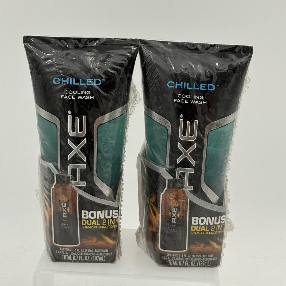 2-Pack Axe Chilled Cooling Face Wash w/ Bonus 2in1‎ Shampoo Conditioner Sealed